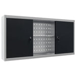 Wall Mounted Tool Cabinet Industrial Style Metal Grey and Black 145366