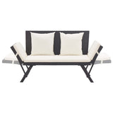 Garden Bench with Cushions Black 176 cm Poly Rattan 317181