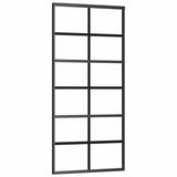 Sliding Door with Hardware Set Black 90x205 cm ESG Glass 3375931