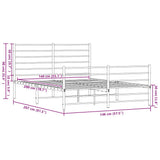 Metal Bed Frame without Mattress with Footboard White 140x200cm 352387