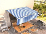 3069396 Manual Retractable Awning with Blind 3,5x2,5m Blue&White