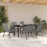 Garden Dining Set 7 pcs Grey and Black Powder-coated Steel 3379125