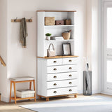 Hutch ASKIM White 91 x 40 x 200.5 cm Solid Pine Wood 3334641