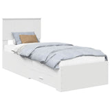 Bed Frame White and Silver 75 x 190 cm Engineered Wood 3410958