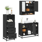 ZNTS 3 Piece Bathroom Furniture Set Black Engineered Wood 3301060