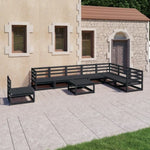 9 Piece Garden Lounge Set Black Solid Pinewood 3075783