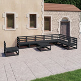 9 Piece Garden Lounge Set Black Solid Pinewood 3075783