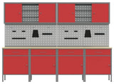 Work Cabinet with Drawer 10 pcs Red Engineered Wood and Steel 3321485