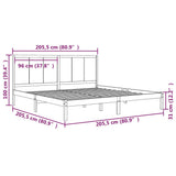 Bed Frame without Mattress Black 200x200 cm Solid Wood Pine 3105754
