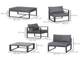 6 PCs Outdoor Indoor Sectional Sofa Set Thick Padded Cushions Aluminium Frame 5 Seaters 1 Coffee T3398P322133