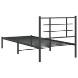 Metal Bed Frame without Mattress with Headboard Black 90x190cm 355553