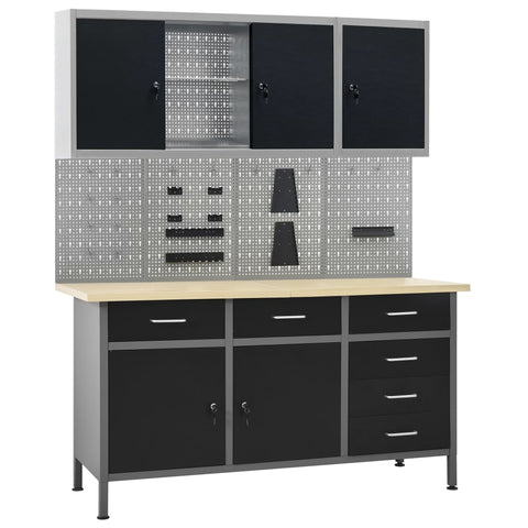 Workbench with Four Wall Panels and Two Cabinets 3053440