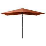313791 Garden Parasol with LEDs and Steel Pole Terracotta 2x3 m