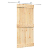 Sliding Door Natural and White 90 x 210 cm Solid Pine Wood 3445011