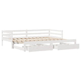Daybed with Trundle and Drawers without Mattress White 90x190 cm Single 3302147