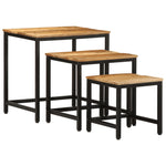 ZNTS Nesting Side Tables 3 pcs Solid Rough Wood Mango 376042