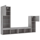4 Piece TV Wall Units with LED Grey Sonoma Engineered Wood 3216652
