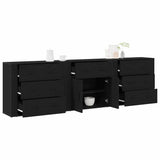 Sideboard Black Oak 240 x 33 x 70 cm Engineered Wood 3333085