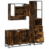 ZNTS 3 Piece Bathroom Furniture Set Smoked Oak Engineered Wood 3301162