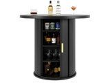 Round bar table with storage, 91.6cm high standing table with cabinet, MDF wood look, load capacity N639P442895S