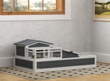 Tortoise House 3-Room with 2 Stories, Ladder, Balcony, Tray, Openable Roof, 59H x 112L x 65Wcm, Grey T3398P349998