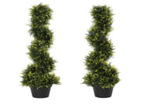90cm/3FT Artificial Trees, Spiral Topiary Trees w/ Pot Set Of 2, Fake Indoor Greenery Plant Home T3398P329871