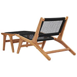 Sun Lounger with Footrest Solid Teak Wood and Rope 49368