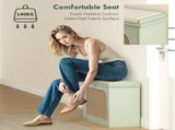 Boho Shoe Bench with Padded Seat and Flip-Drawer - Light Green T3398P377992