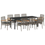 Garden Dining Set with Cushion 9 pcs Grey and Black Rattan 3380826