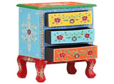 321667 Hand Painted Bedside Cabinet 40x30x60 cm Solid Mango Wood