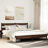 Metal Bed Frame without Mattress Brown Oak 183x213 cm 3308513