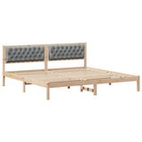 Bed Frame Light Grey 200 x 200 cm Solid Pine Wood 3394233