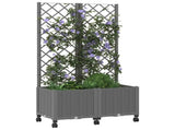 Garden Planter with Trellis&Wheels Light Grey 80 x 40 x 146 cm 3422972