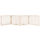Dog Gate with Door Foldable 4 Panels 320 cm Poplar Wood 352177
