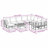 Garden Sofa Set with Cushion 11 pcs Black Aluminium 3378953