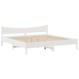 Bed Frame with Headboard White 200x200 cm Solid Wood Pine 3306292