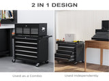 14 Drawer, Two-Part Tool Storage Chest on Wheels - Black T3398P376749