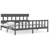 Bed Frame without Mattress Grey 200x200 cm Solid Wood Pine 3193358