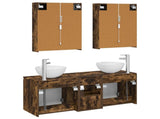 Bathroom Cabinet Set 5 pcs Smoked Oak Engineered Wood 3406371