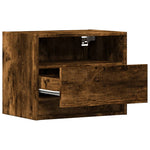 ZNTS Wall-mounted Bedside Cabinet with LED Lights Smoked Oak 852069