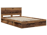 Bed Frame with Headboard Old Wood 135 x 190 cm Solid Pine Wood 3409370