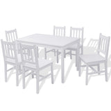 Seven Piece Dining Set Pinewood White 242959
