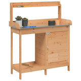 Potting Table with Cabinet Brown 110.5x45x124.5 cm Solid Wood Fir 156344