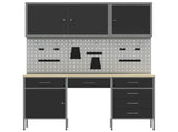 Work Cabinet with Drawer 8 pcs Black Engineered Wood and Steel 3321464