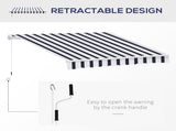 Manual Retractable Awning, 2.5x2 m-Dark Blue/White Stripes T3398P310342