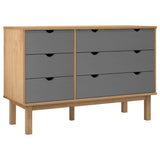 Drawer Cabinet OTTA Brown&Grey 111x43x73.5cm Solid Wood Pine 348586