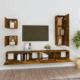 5 Piece TV Cabinet Set Smoked Oak Engineered Wood 3114451