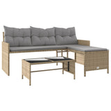 Garden Sofa with Table and Cushions L-Shaped Mix Beige Poly Rattan 365576