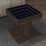 Coffee Table with LED Brown Oak 50x50x45 cm Engineered Wood 847566