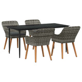 Garden Dining Set with Cushion 5 pcs Grey Poly Rattan 3261680
